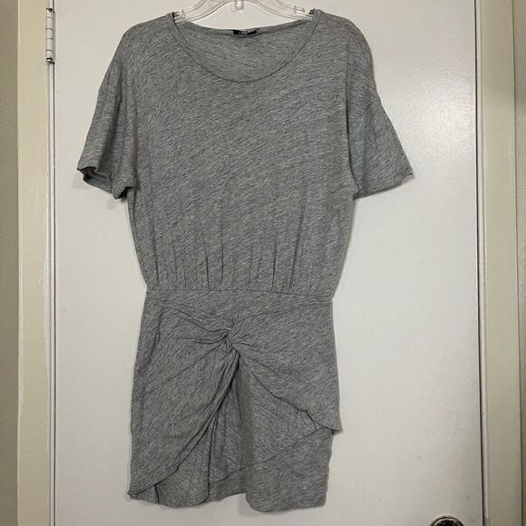 I. R. O. IRO Brelbloa Light gray short sleeve twist front bodycon shirt dress M - Picture 3 of 5